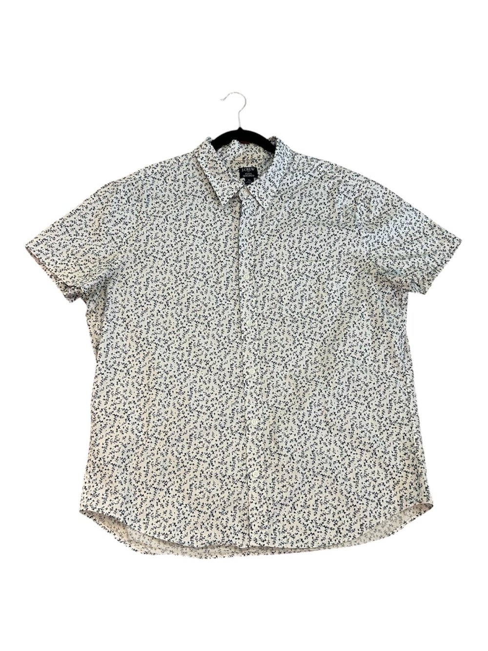 J. Crew Flex Wash Short-Sleeve Floral Print Shirt - White/Navy Size XL